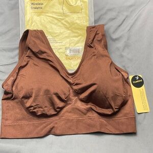 Truekind Everyday Throw-On Wireless Bralette in Brown